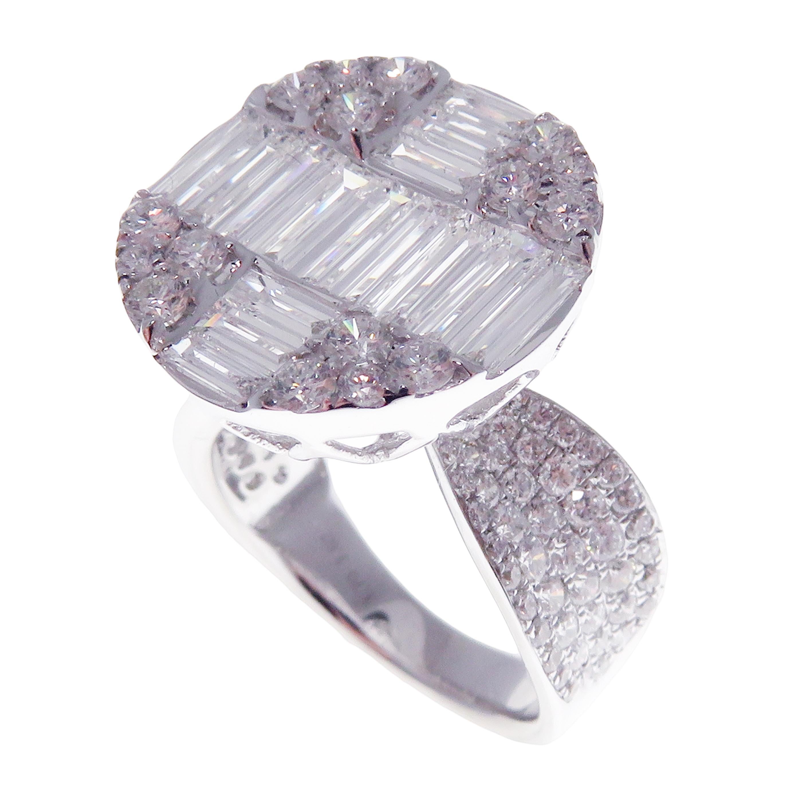 da uomo o donna Set di orecchini con diamante medio a cerchio Baguette in oro bianco 18 carati