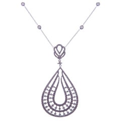 18 Karat White Gold Diamond Medium Pear Simple Necklace