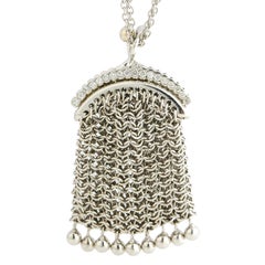 18 Karat White Gold Diamond Mini Purse Pendant Necklace
