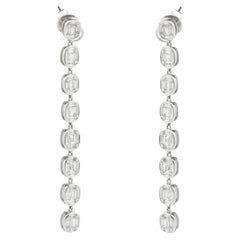 18 Karat White Gold Diamond Mosaic Duster Earrings