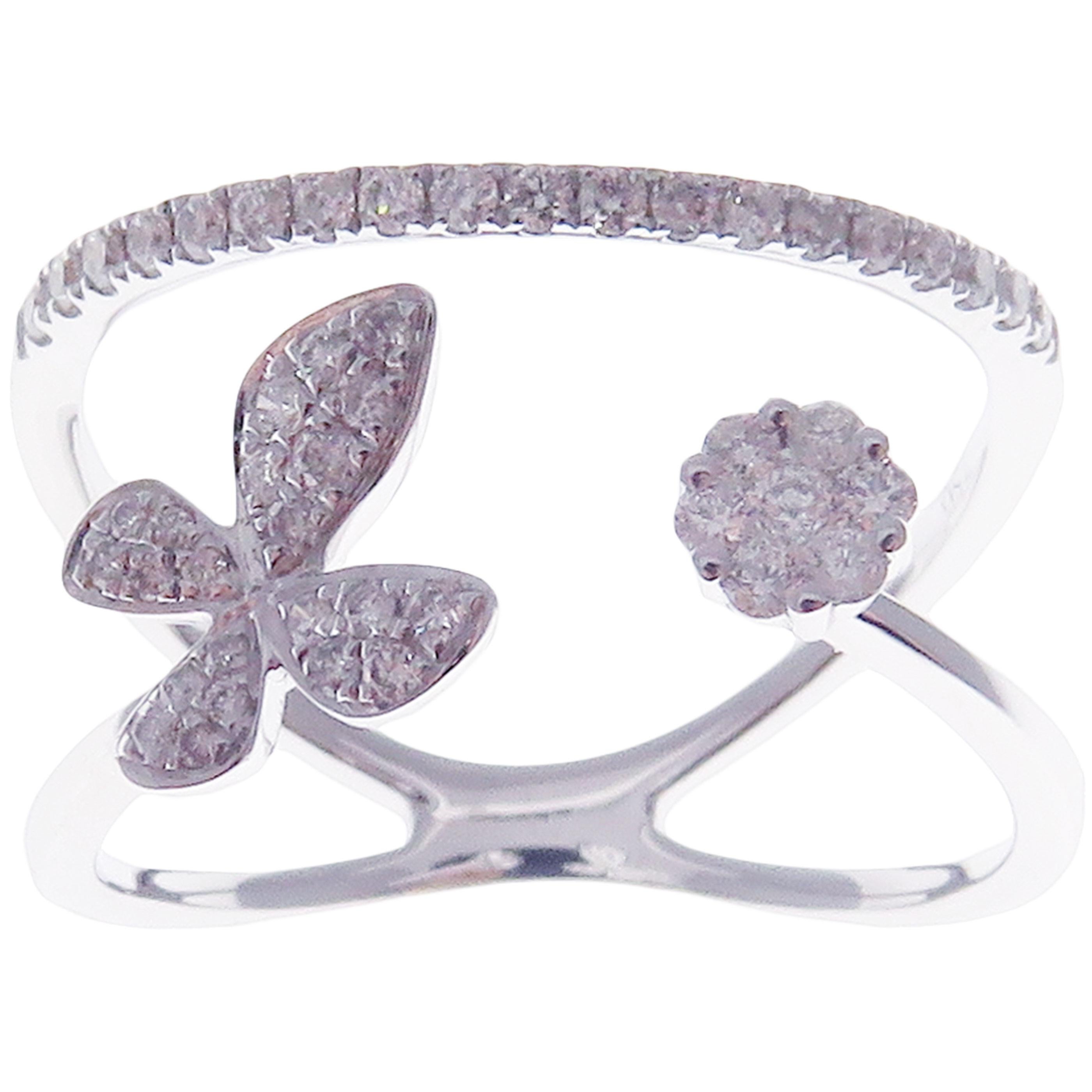 18 Karat White Gold Diamond Multi-Layer Butterfly Open Ring In New Condition For Sale In Los Angeles, CA