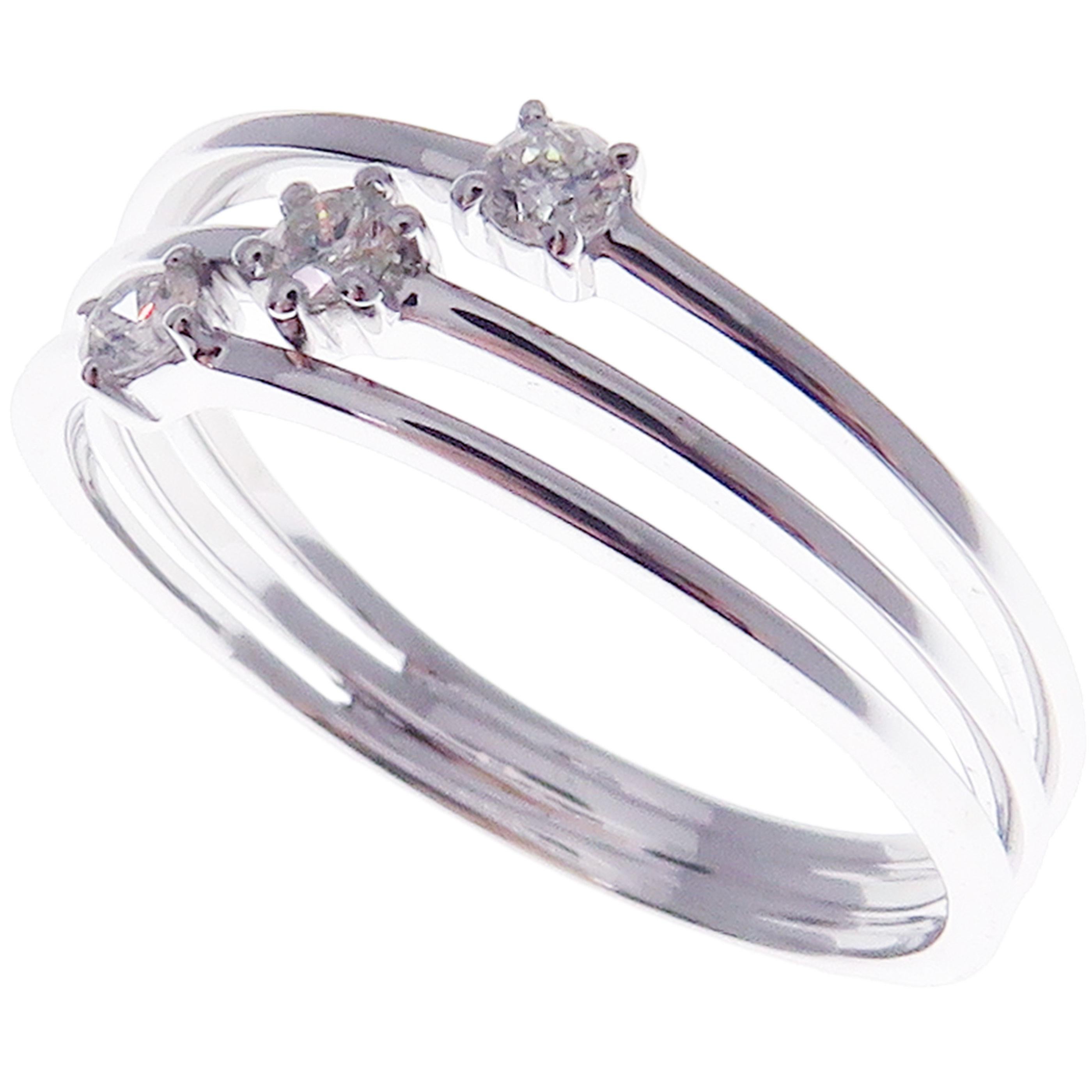 Round Cut 18 Karat White Gold Diamond Multi-Layer Ring For Sale