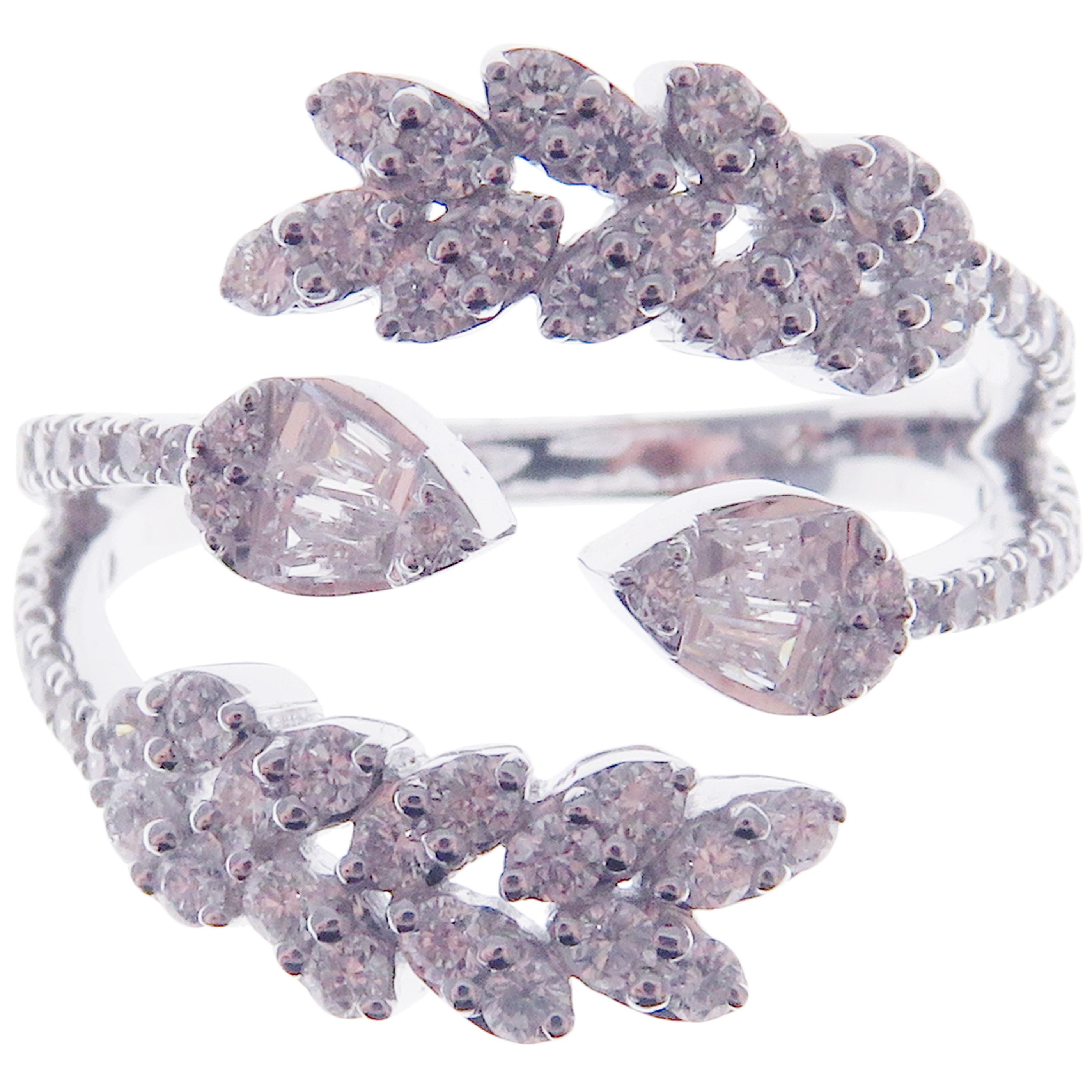 Women's or Men's 18 Karat White Gold Diamond Multi-Layer Ring For Sale