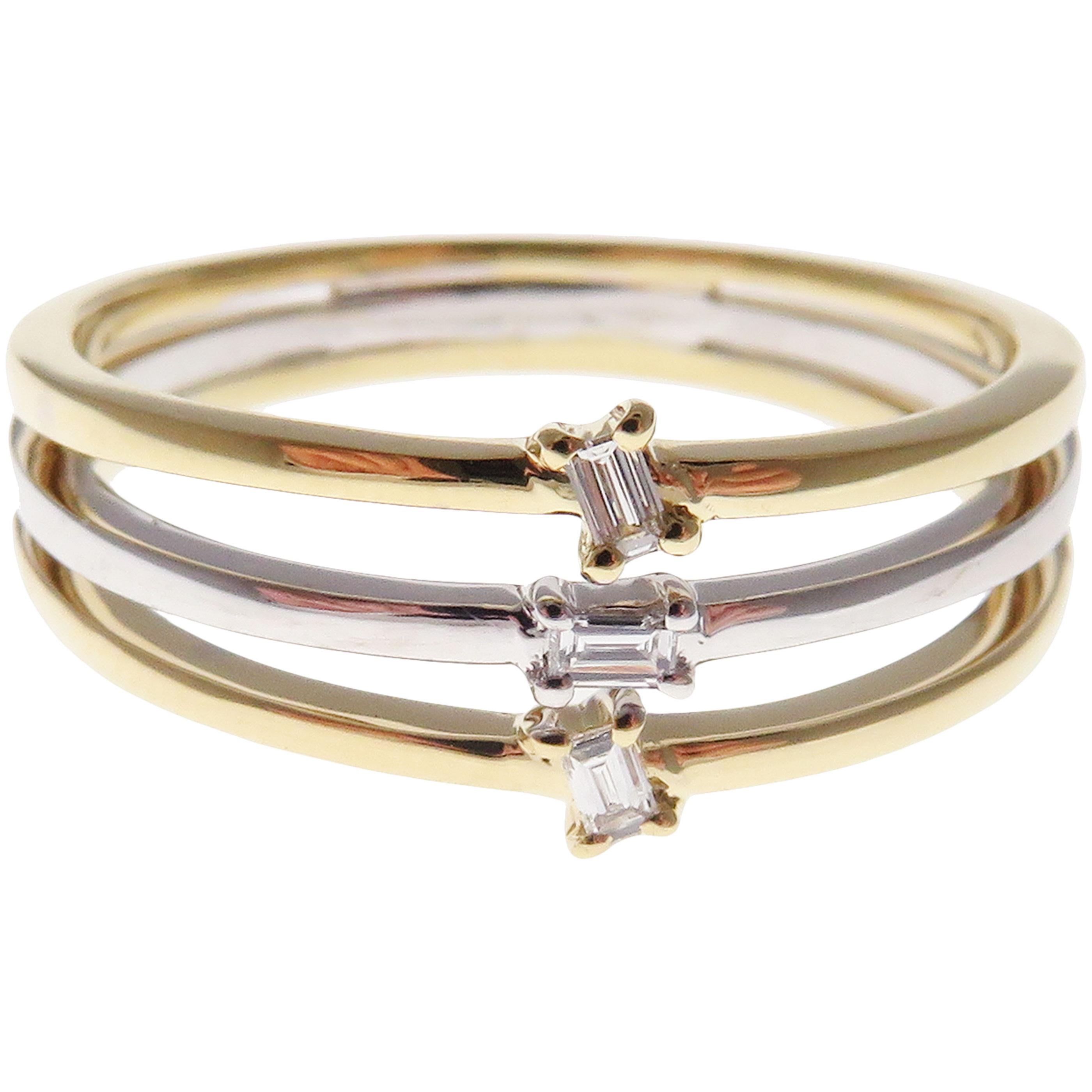 Mehrschichtiger Ring aus 18 Karat Weißgold mit Diamanten für Damen oder Herren im Angebot