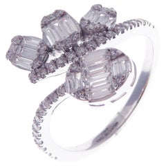 Bague multi-rangs en or blanc 18 carats et diamants