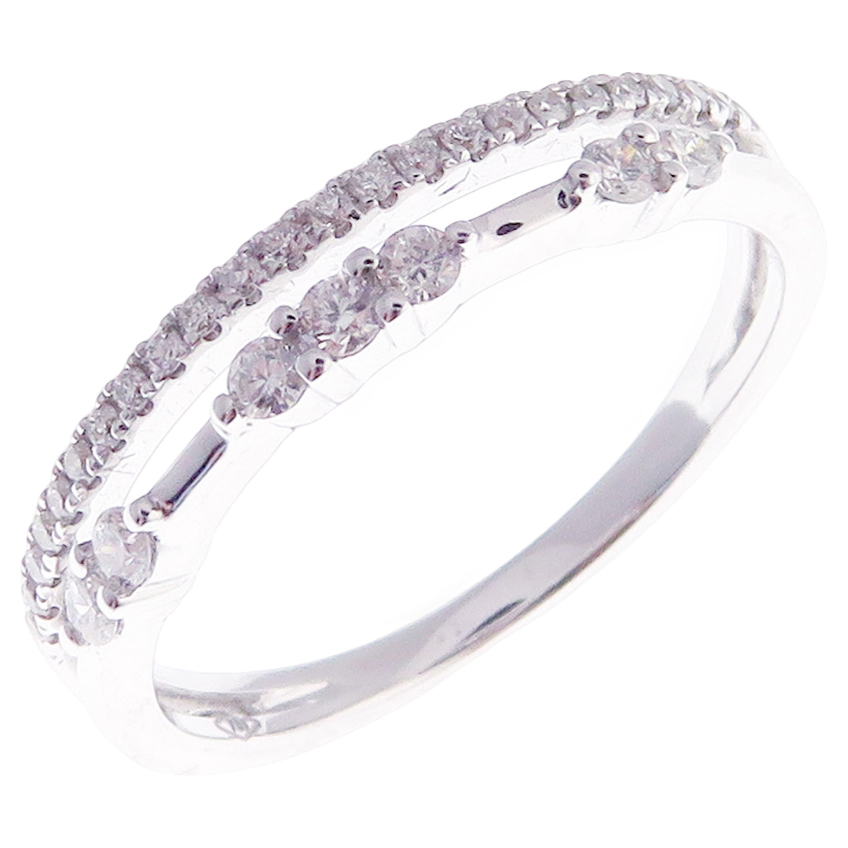 18 Karat White Gold Diamond Multi-Layer Ring For Sale