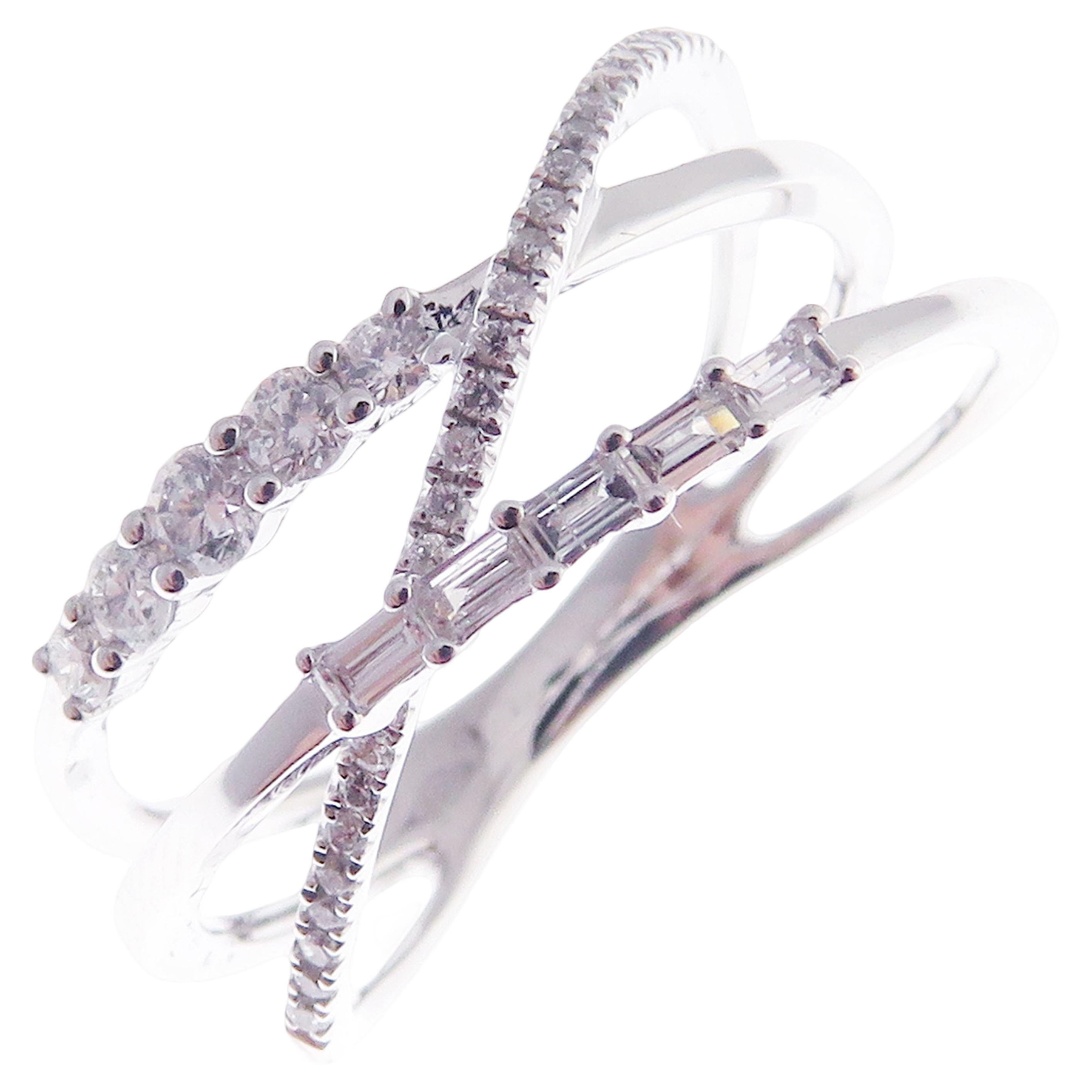 18 Karat White Gold Diamond Multi-Layer Ring For Sale