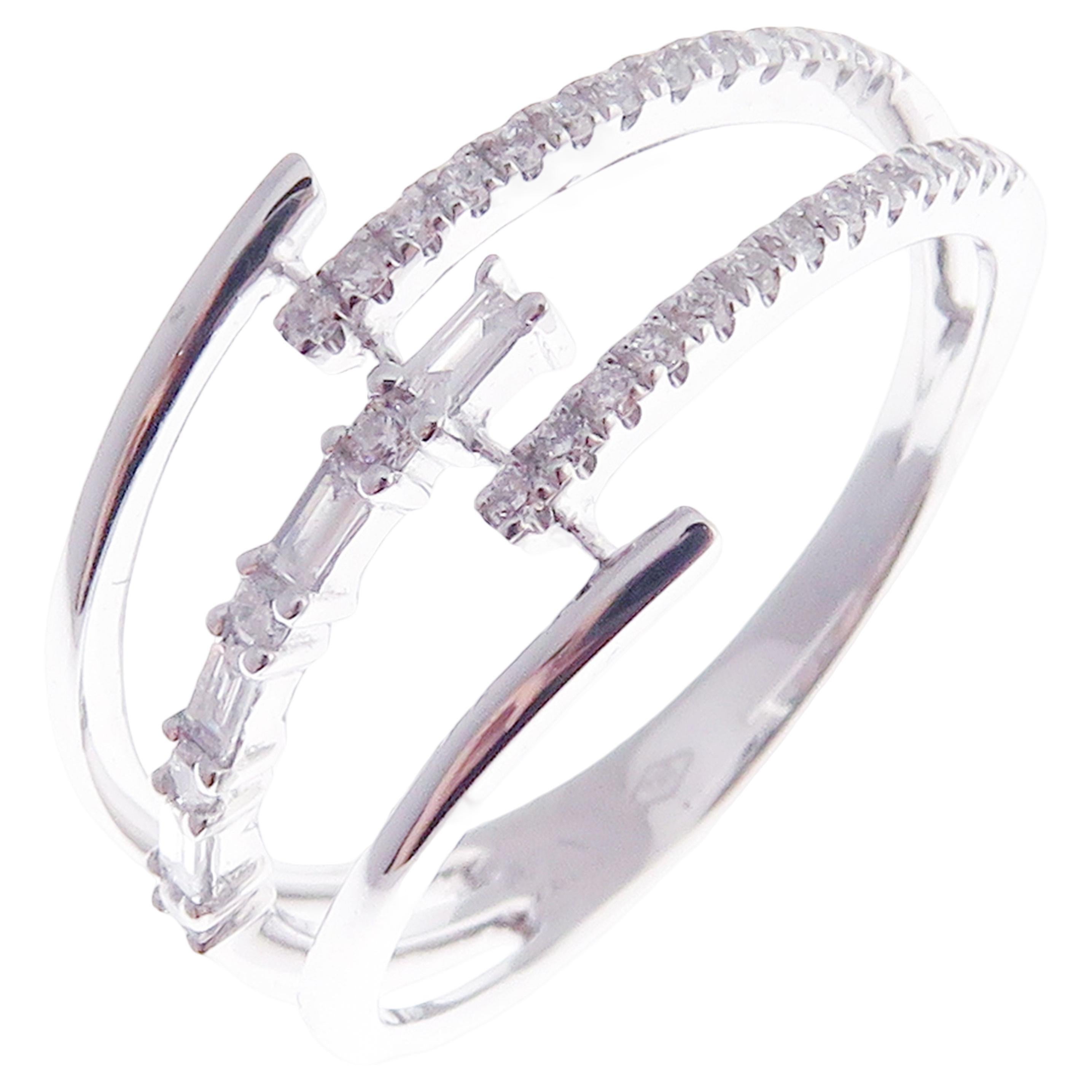 18 Karat White Gold Diamond Multi-Layer Ring For Sale