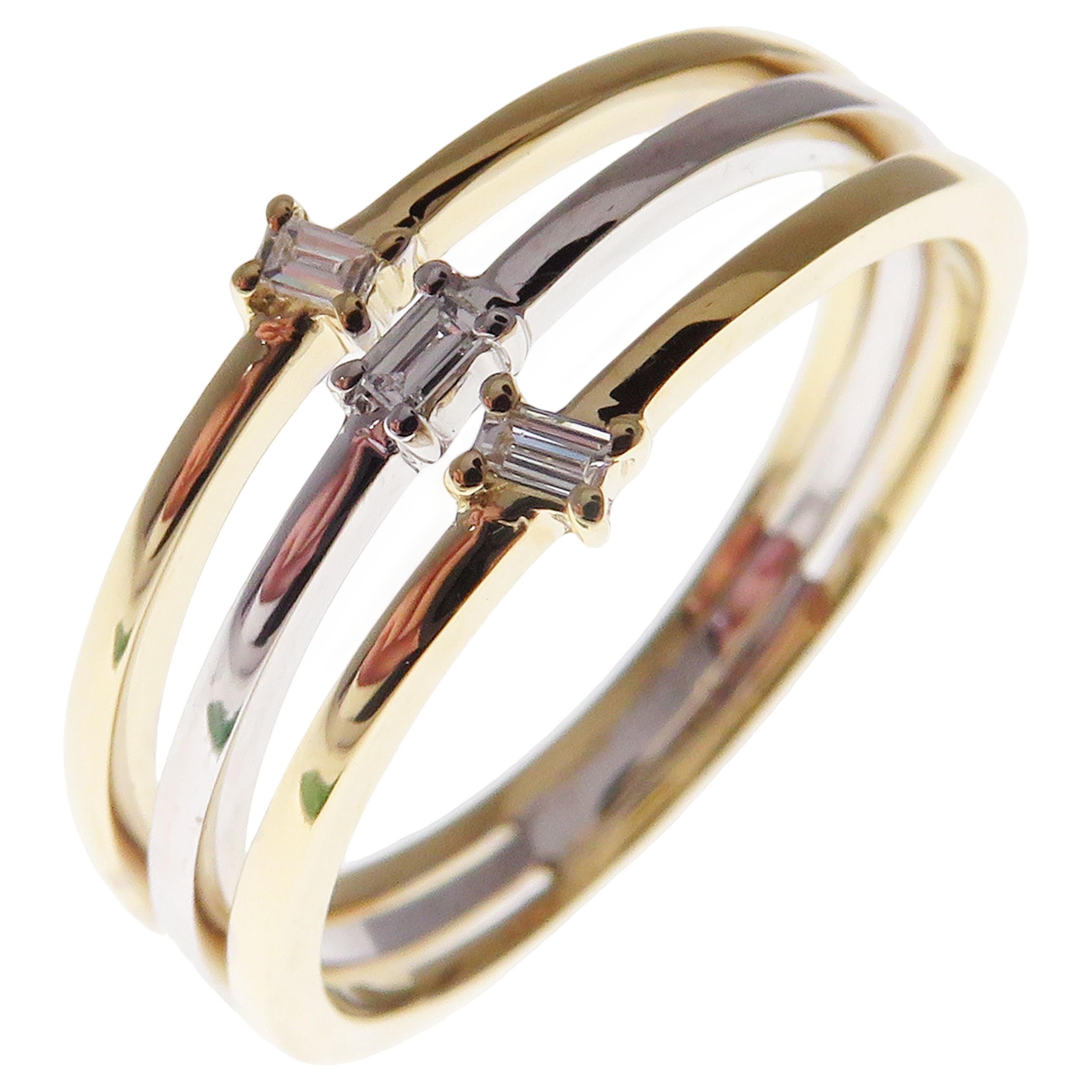 Mehrschichtiger Ring aus 18 Karat Weißgold mit Diamanten im Angebot