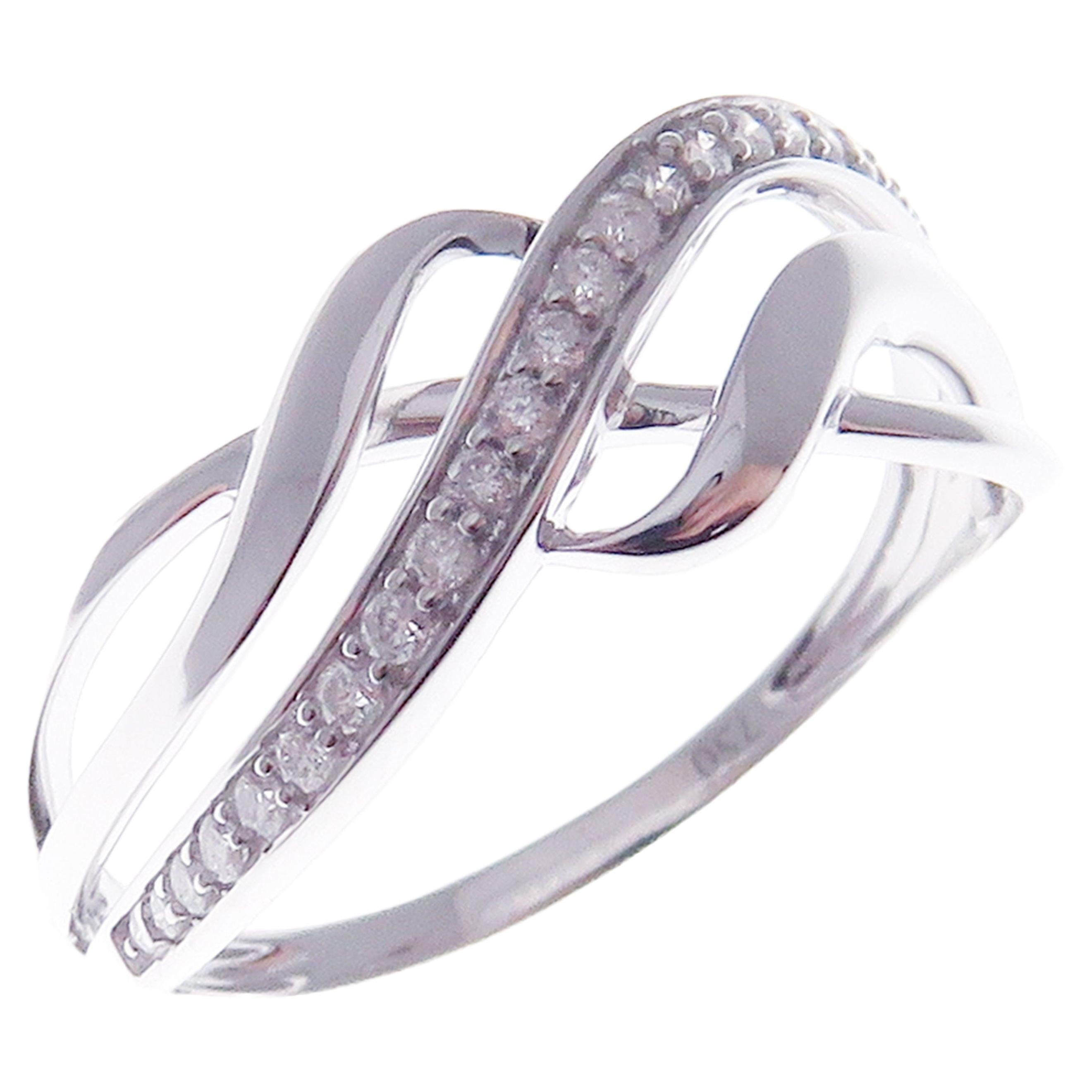 18 Karat White Gold Diamond Multi-Layer Wavy Band