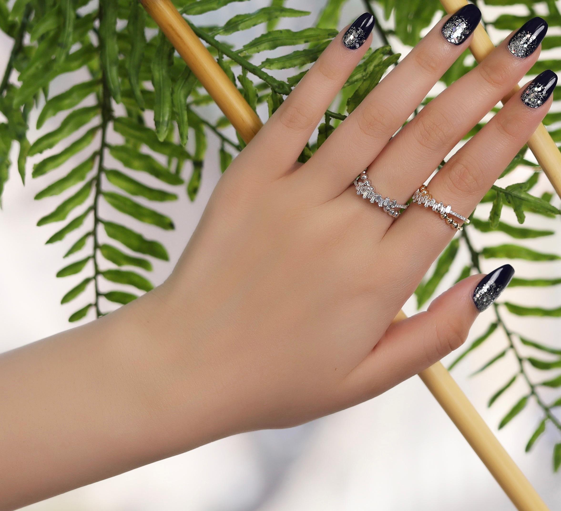 Women's or Men's 18 Karat White Gold Diamond Multi-Layer X Ring For Sale