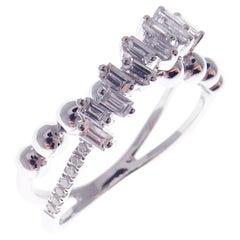 Used 18 Karat White Gold Diamond Multi-Layer X Ring