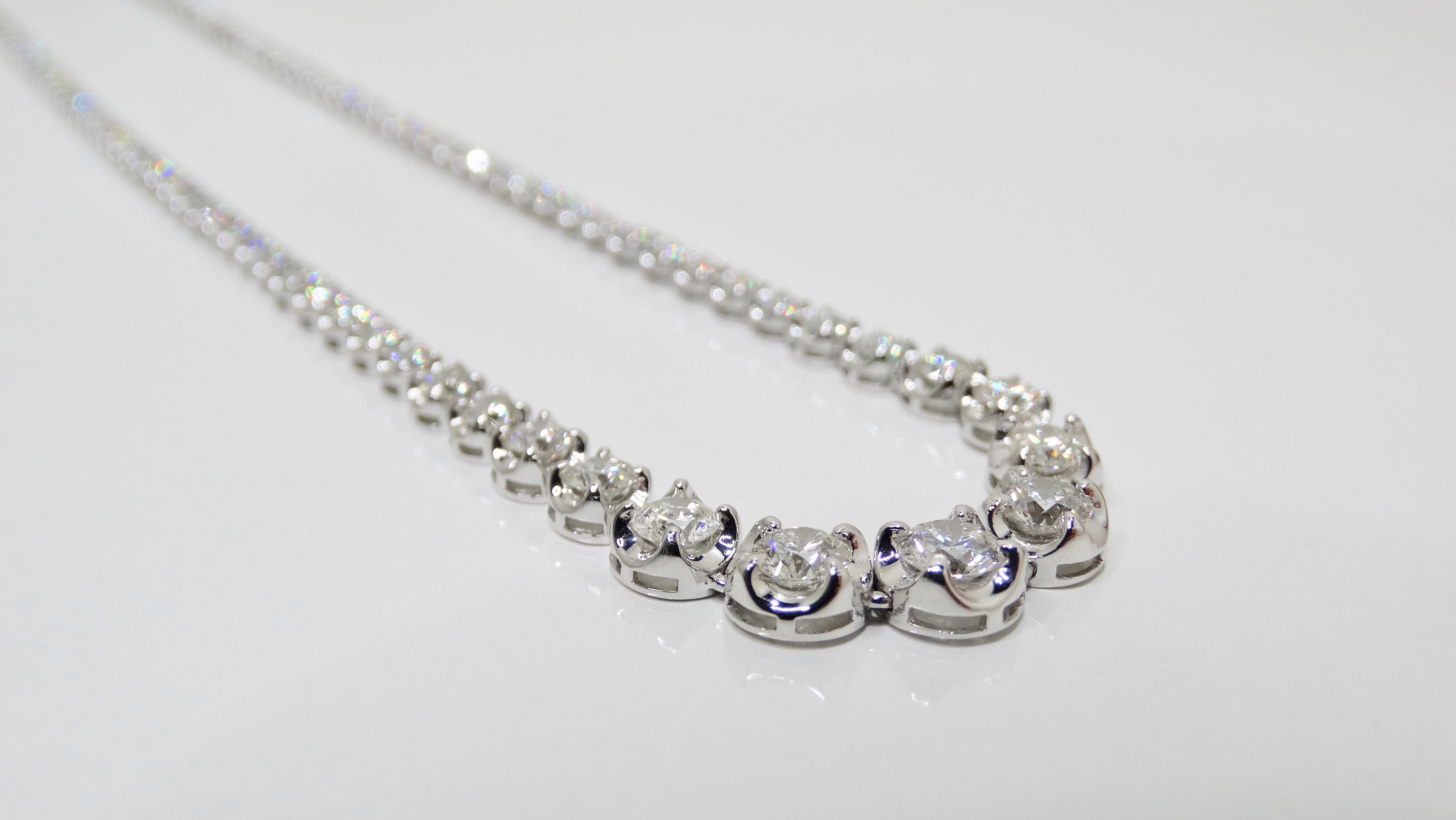 Round Cut Diamond Necklace 18 Karat Custom Made White Gold 