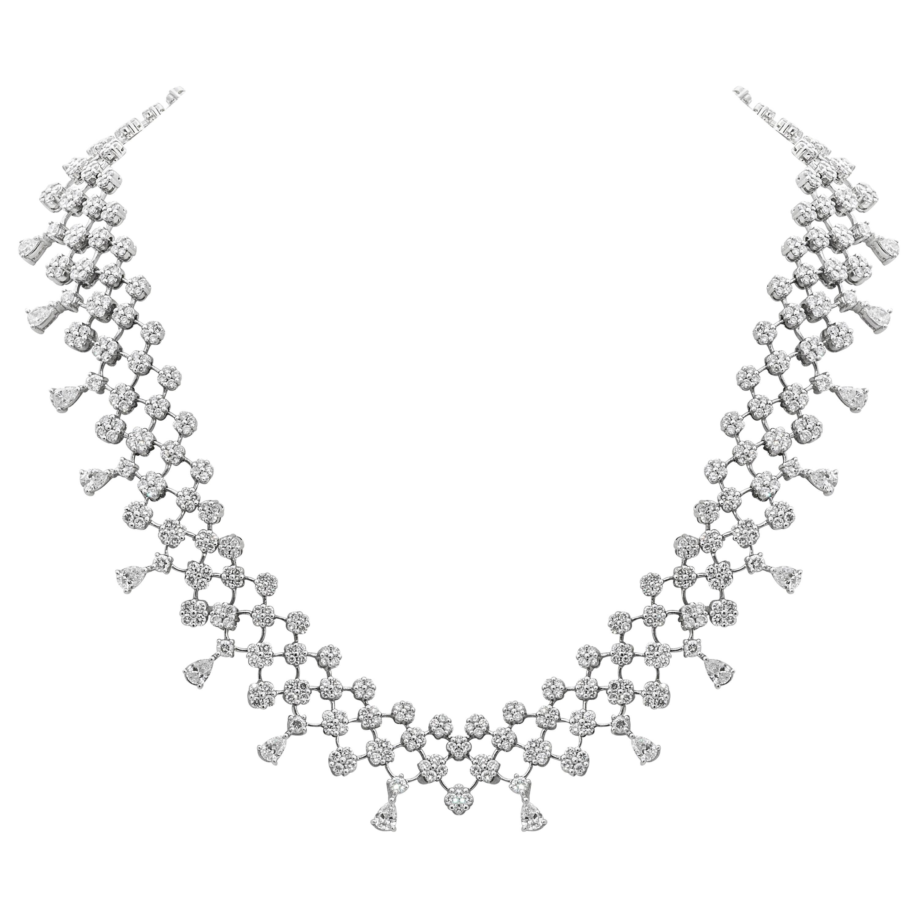 18 Karat White Gold Diamond Necklace For Sale