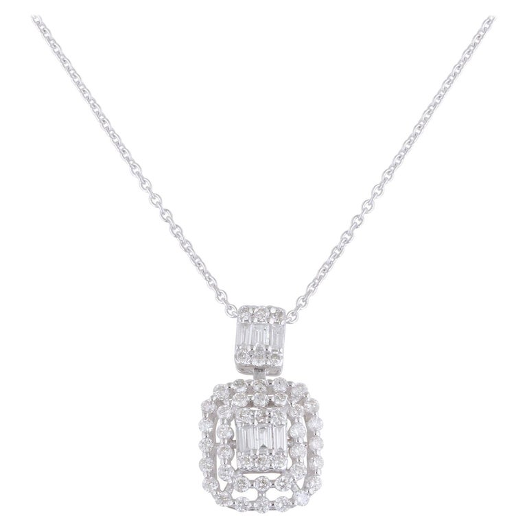 14 Karat White Gold Diamond Necklace For Sale at 1stDibs