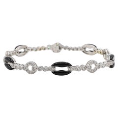 18 Karat White Gold Diamond & Only Art Deco Style Tennis Bracelet