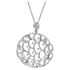 18 Karat White Gold Diamond Open Circle Pendant