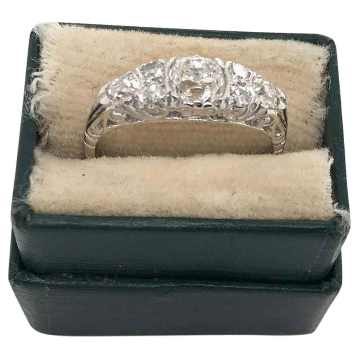 18 Karat White Gold Diamond Ornate Band Ring For Sale 11