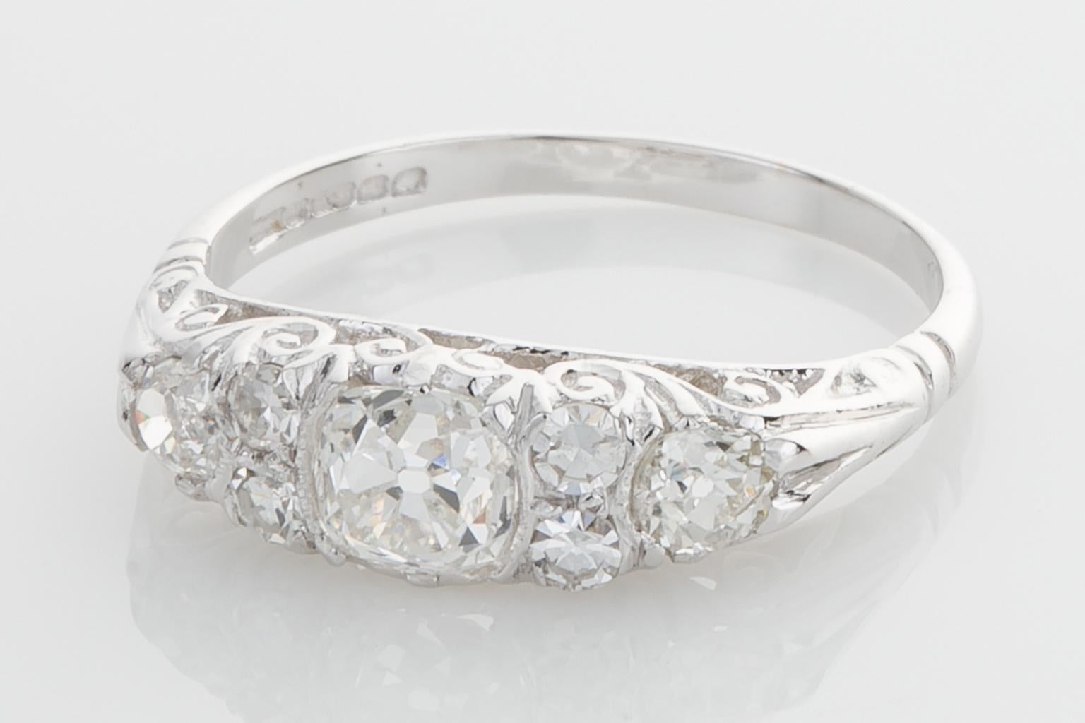 18 Karat White Gold Diamond Ornate Band Ring For Sale 8
