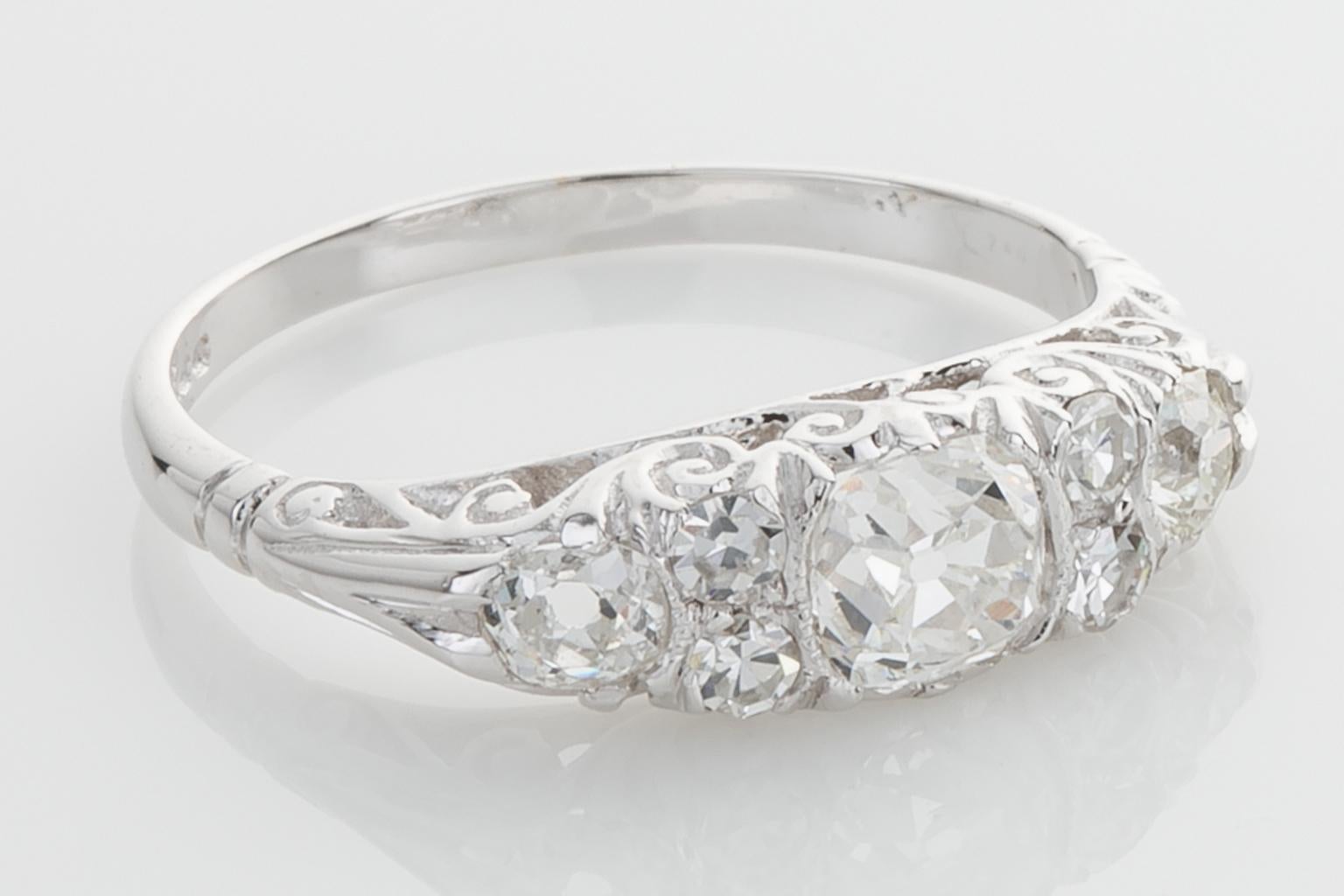 18 Karat White Gold Diamond Ornate Band Ring For Sale 9