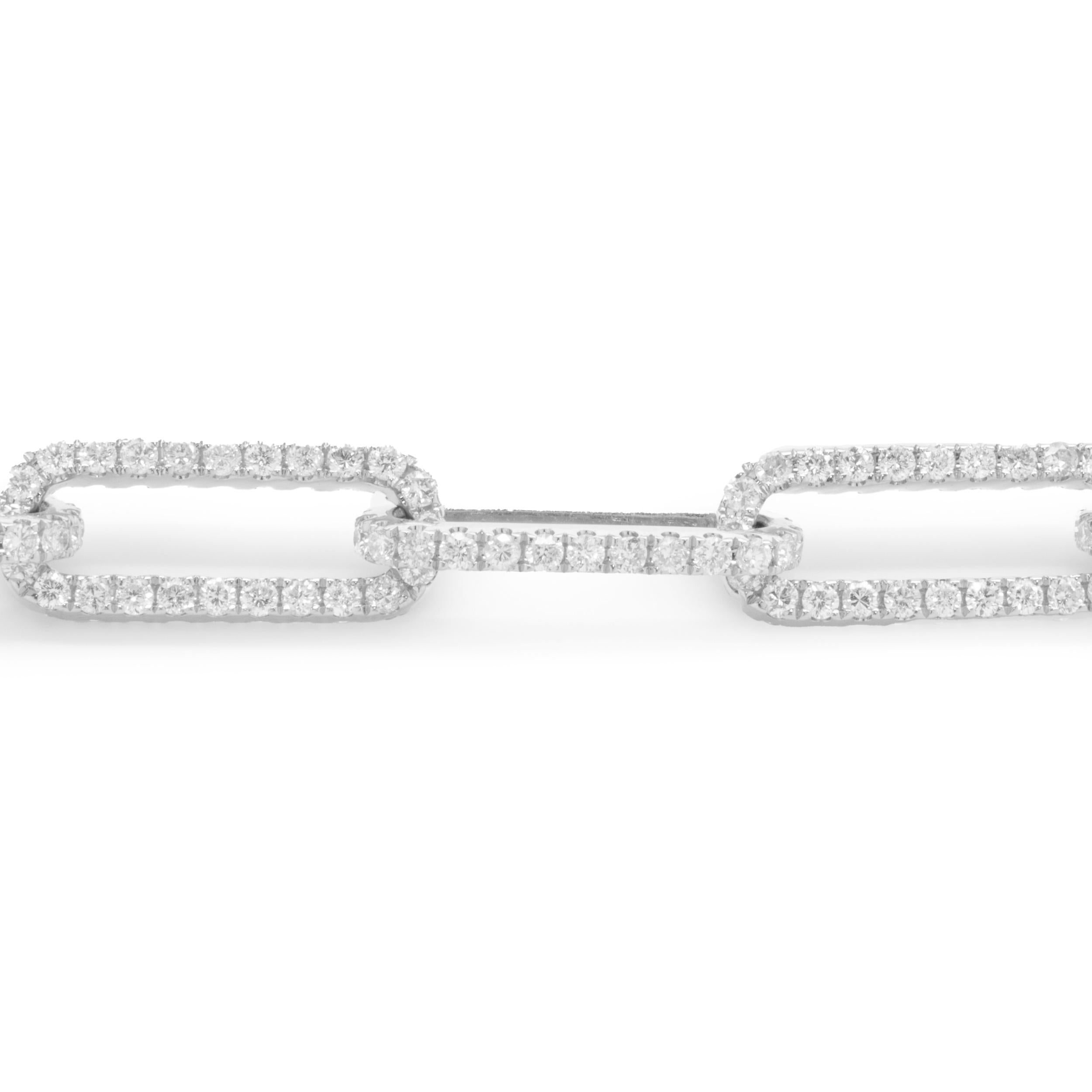 18 Karat White Gold Diamond Paperclip Link Bracelet In Excellent Condition For Sale In Scottsdale, AZ