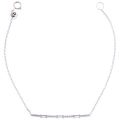 18 Karat White Gold Diamond Pave Baguette Accent Bar Bracelet