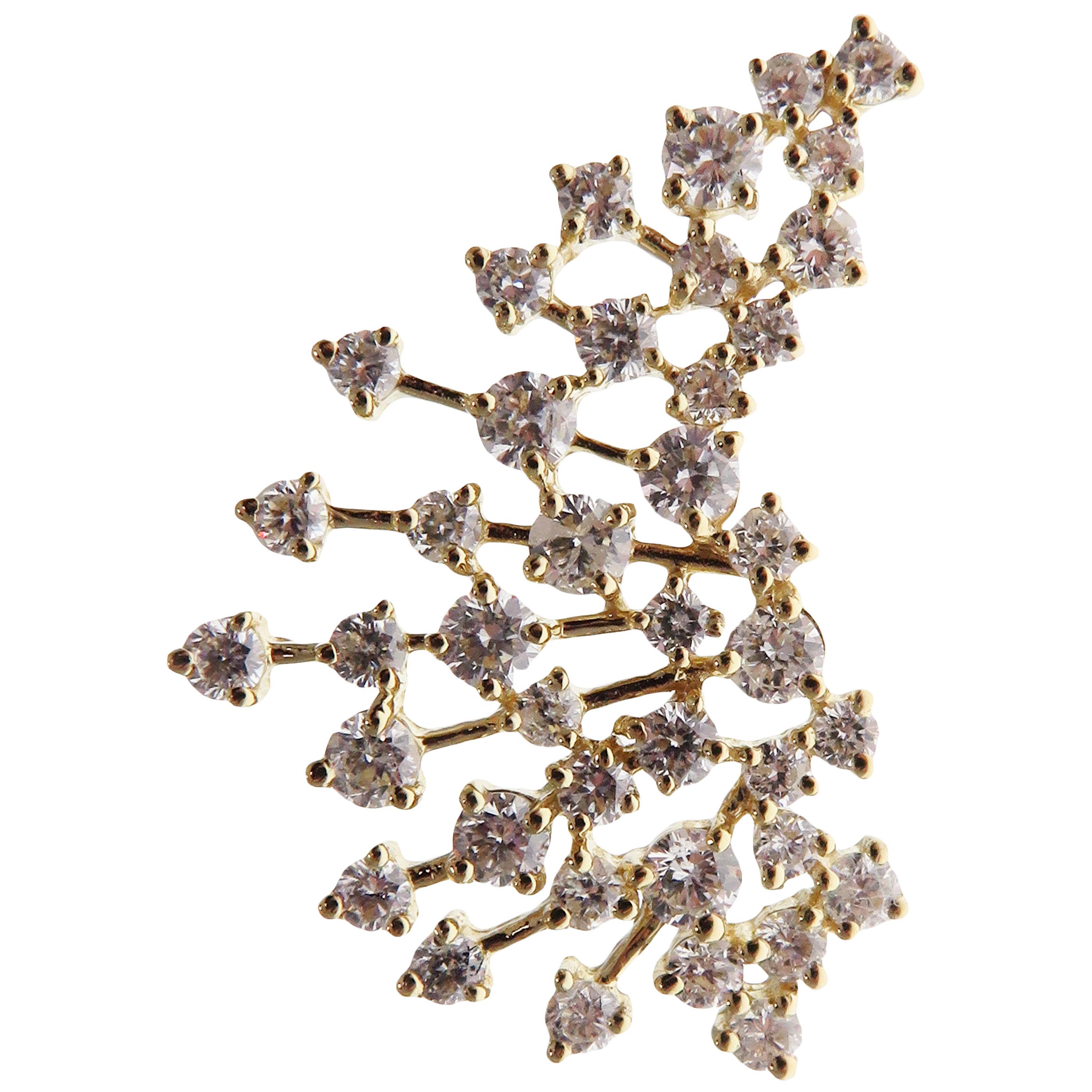 Women's or Men's 18 Karat White Gold Diamond Pave Crawler Earring For Sale