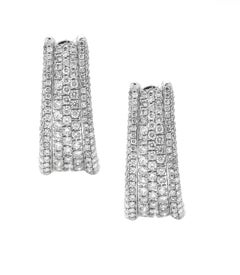 18 Karat White Gold Diamond Pave Hoop Earrings