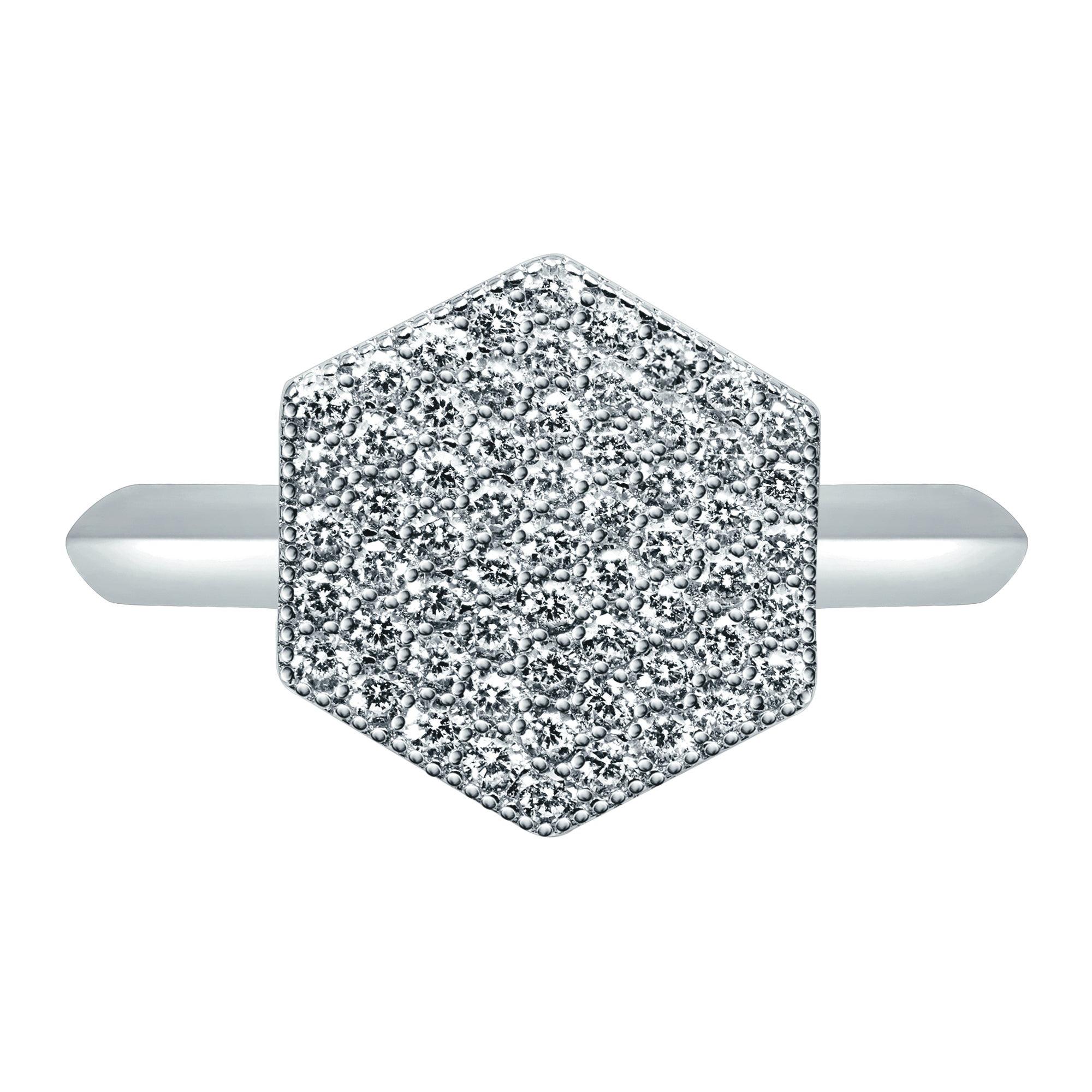 18 Karat White Gold Diamond Pave Ring