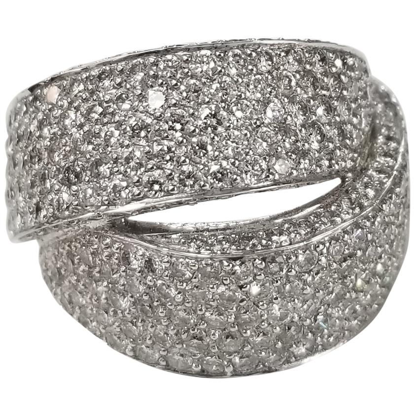 Anello "Pave" di diamanti in oro bianco 18 carati