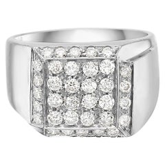 Bague en or blanc 18 carats avec pavé de diamants Pinky Unisex