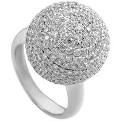 18 Karat White Gold Diamond Pave Sphere Ring AN61991