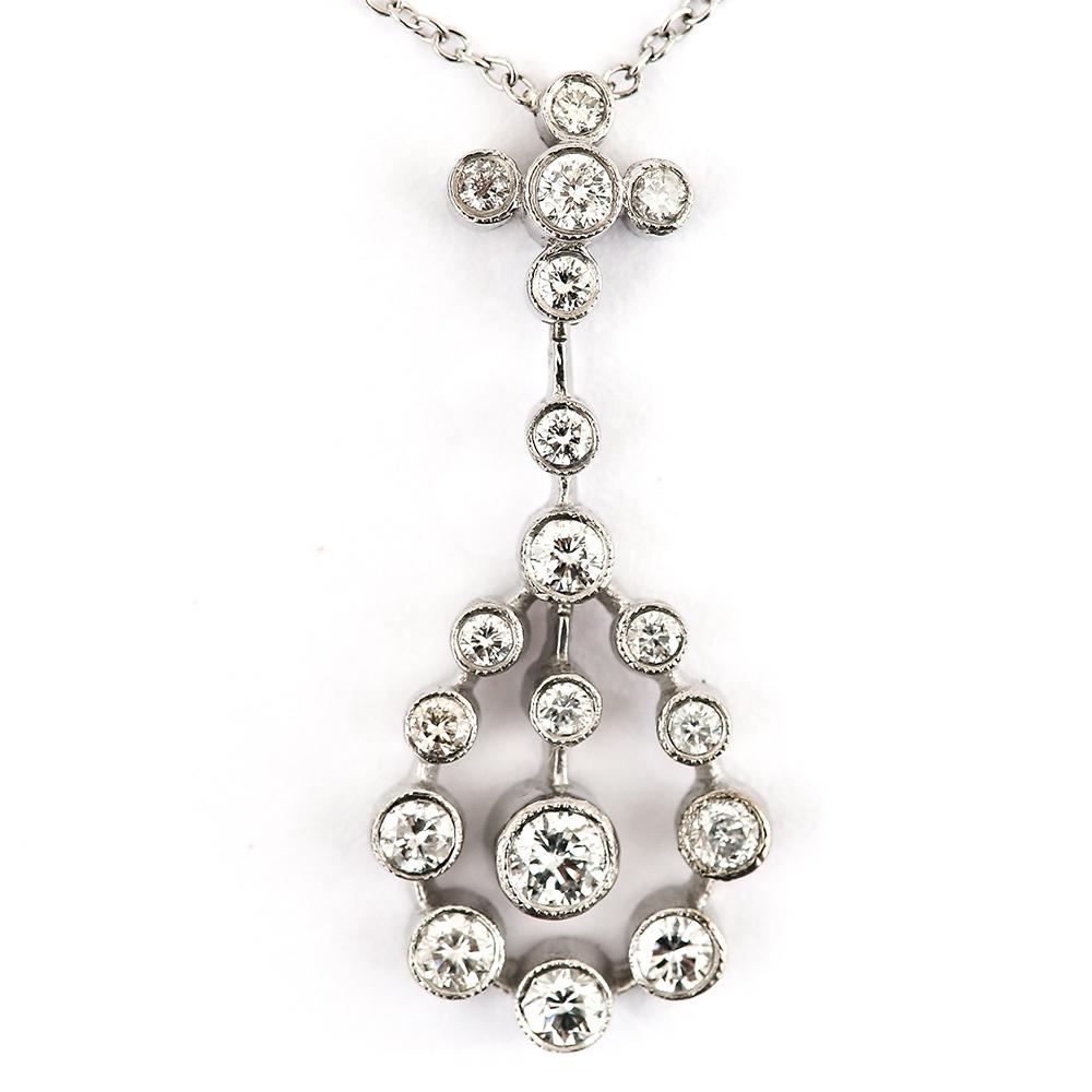 Modernist 18ct White Gold Diamond Pendant Necklace 4