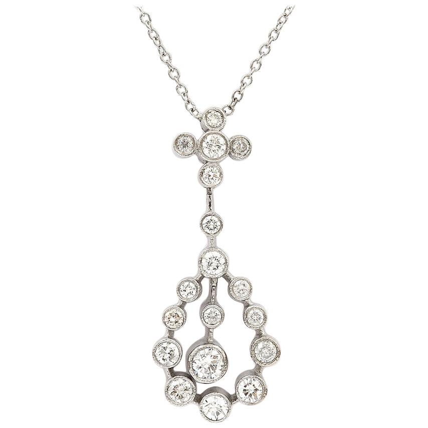 Modernist 18ct White Gold Diamond Pendant Necklace