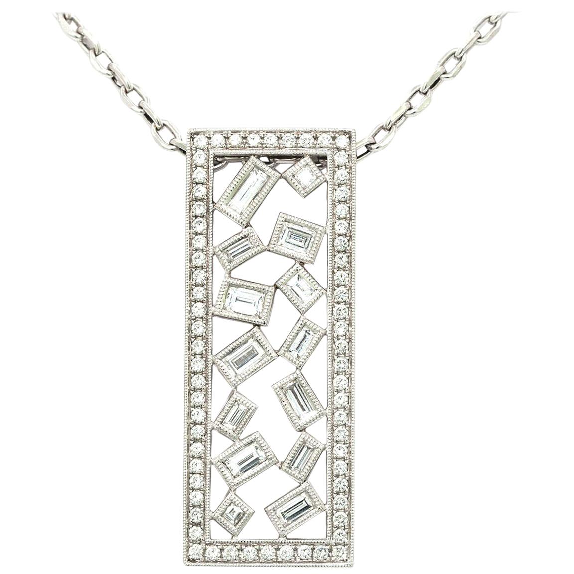 18 Karat White Gold Diamond Pendant on Chain