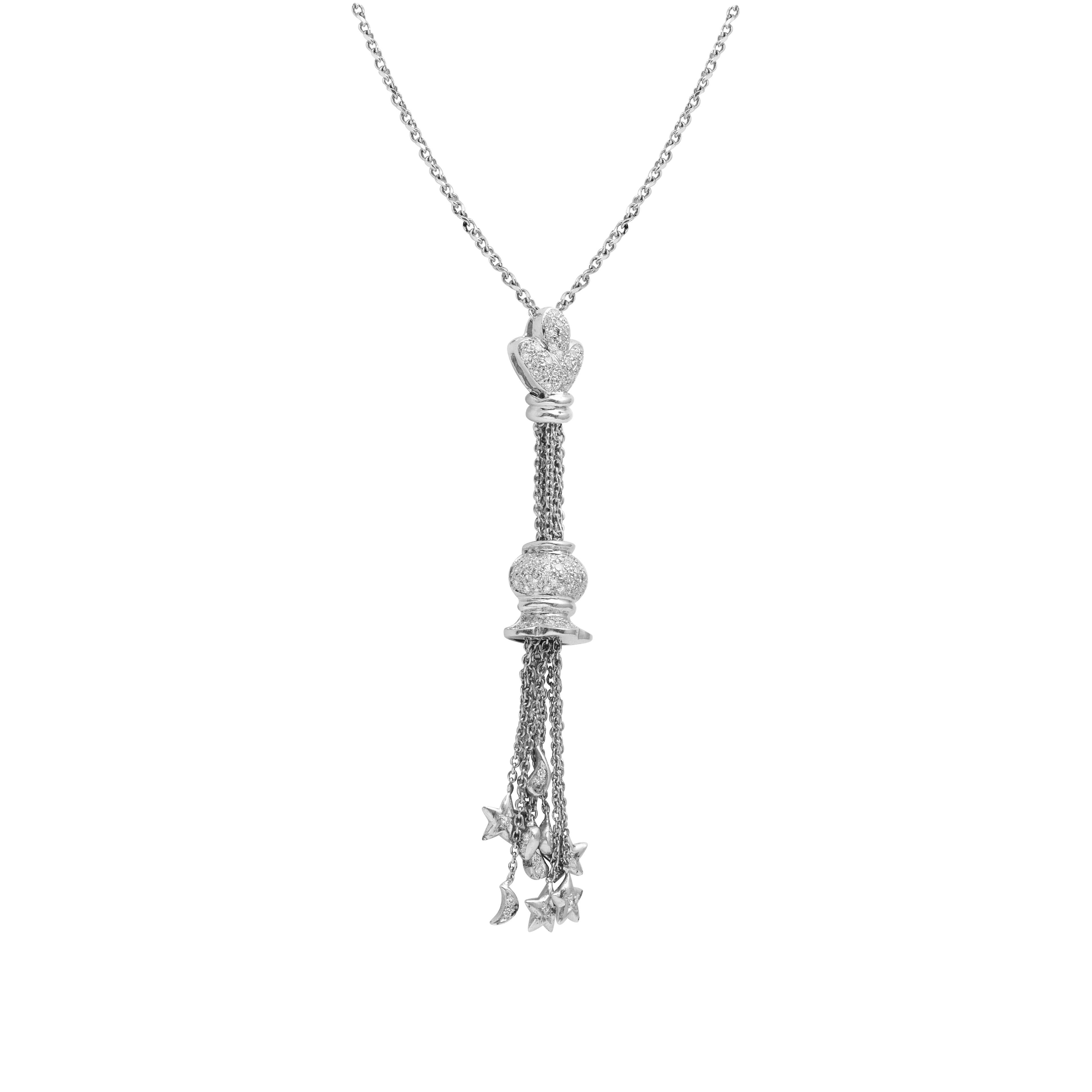 18 Karat White Gold Diamond Pendant with Chain 

Beautiful pendant set in 18 Karat white gold, studded with diamonds is perfect for evening wear including cocktails.

18 Karat White Gold - 17.82 gms
Diamonds - 0.90 cts 
Total Length - 20 Inches