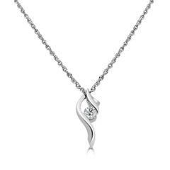 18 Karat White Gold Diamond Pendant with Chain