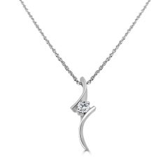 18 Karat White Gold Diamond Pendant with Chain