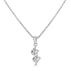 18 Karat White Gold Diamond Pendant with Chain