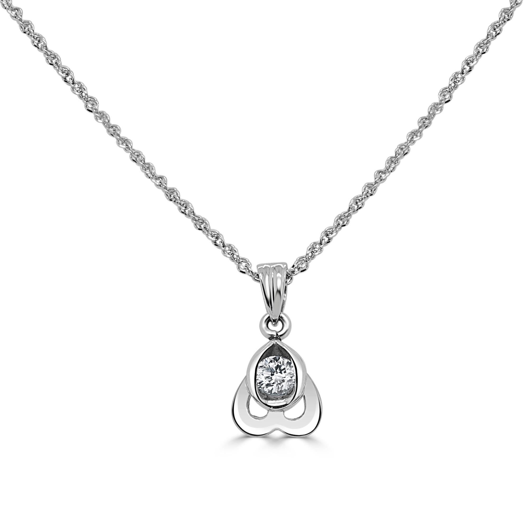 18 Karat White Gold 0.13 Carat Diamond Chain Necklace Wedding Fine Jewelry 

Gentle and elegant pendant is crafted in a sleek white gold. Featuring round cut diamonds, together totaling 0.13 TCW . Suspended from a 16-inch stunning non-tangle, non