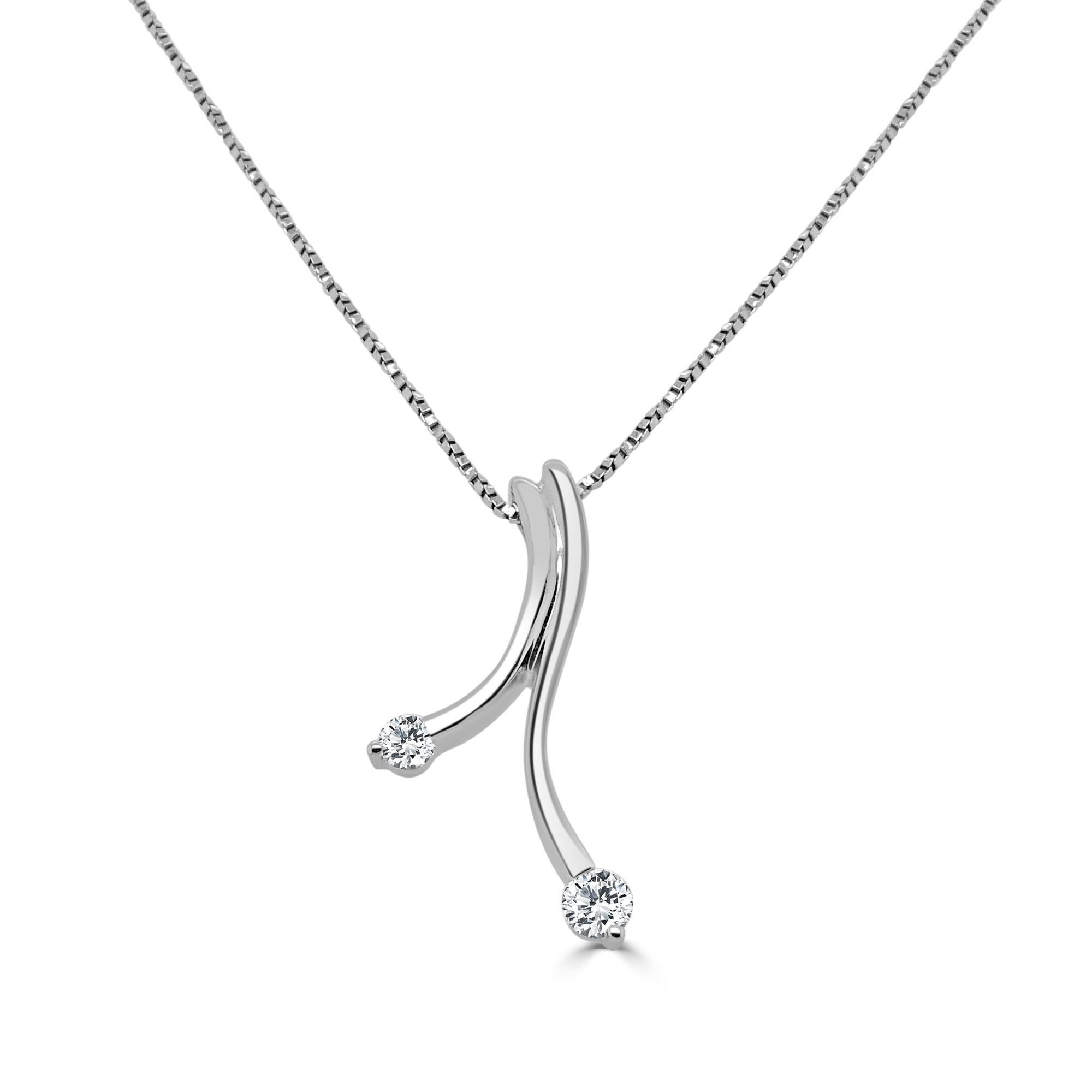 Contemporary 18 Karat White Gold Diamond Pendant with Chain For Sale