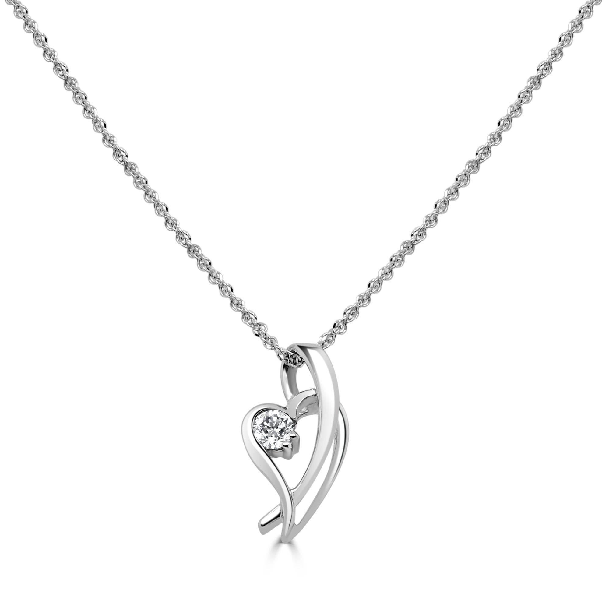 Contemporary 18 Karat White Gold Diamond Pendant with Chain For Sale
