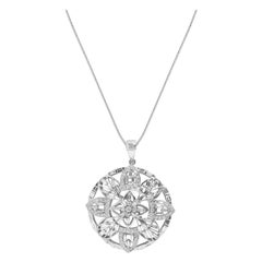 18 Karat White Gold Diamond Pendant with Earrings