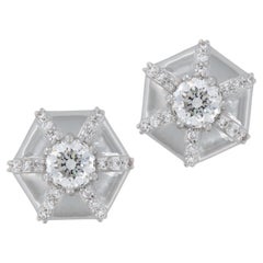 18 Karat White Gold Diamond Queen Earrings by Goshwara