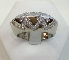 18K White Gold Diamond Band Ring, 0.5ct Brilliant Cut, Italy 1970s