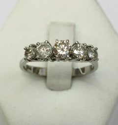 18K White Gold Diamond Rivier Ring, 0.7 Carats, Italy, 1970s