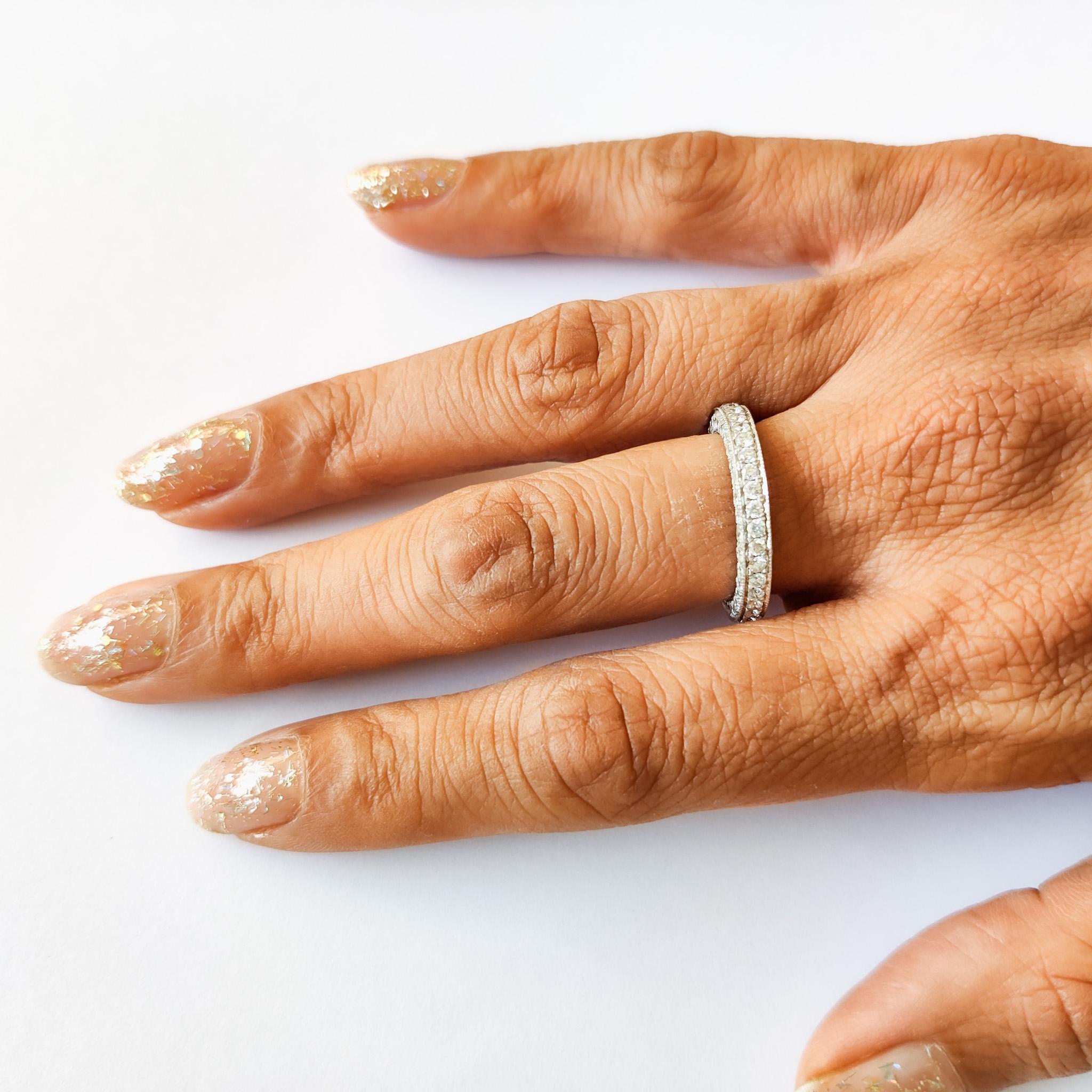 Modern 18 Karat White Gold Diamond Ring For Sale