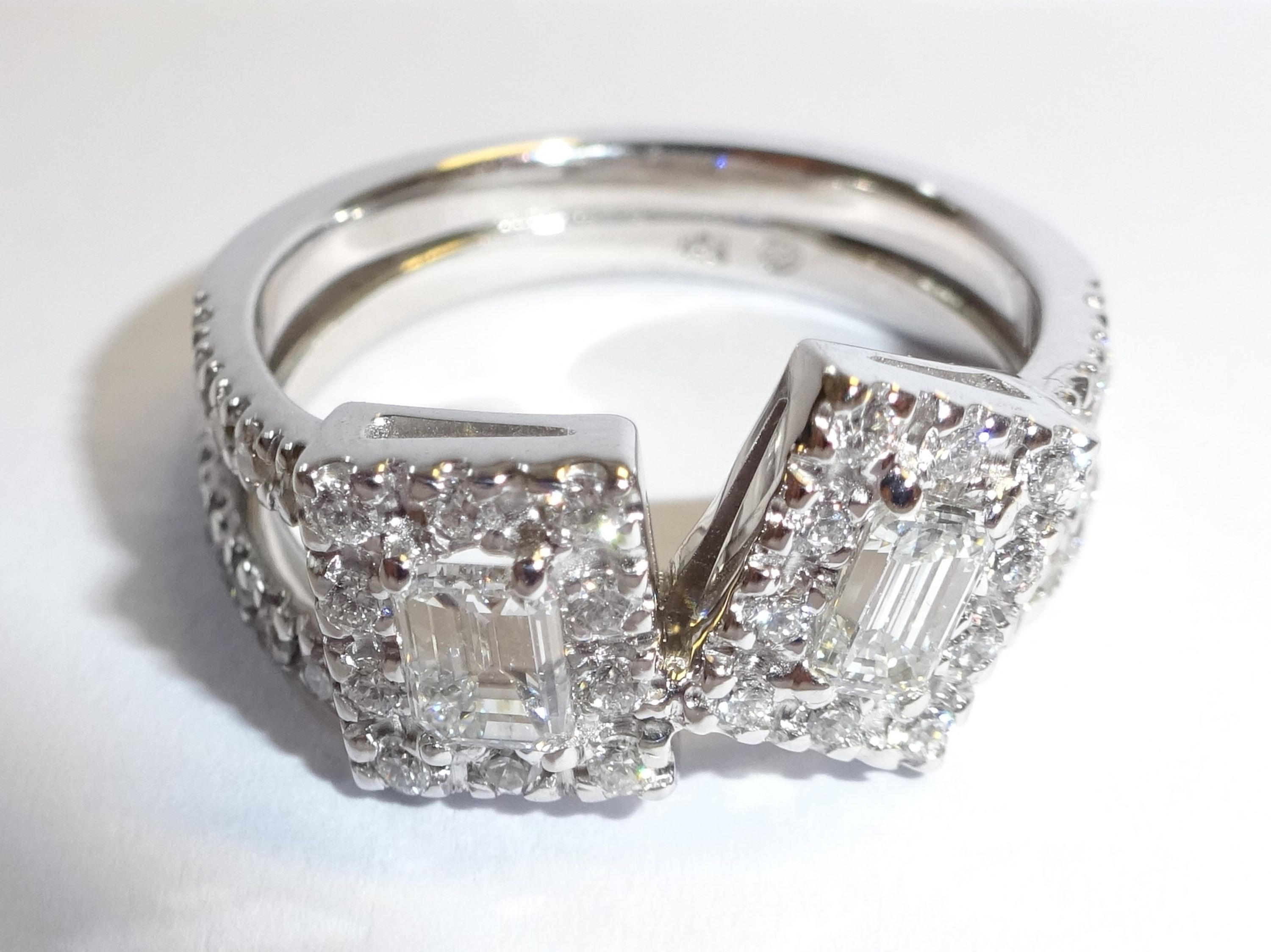 Baguette Cut 18 Karat White Gold Diamond Ring