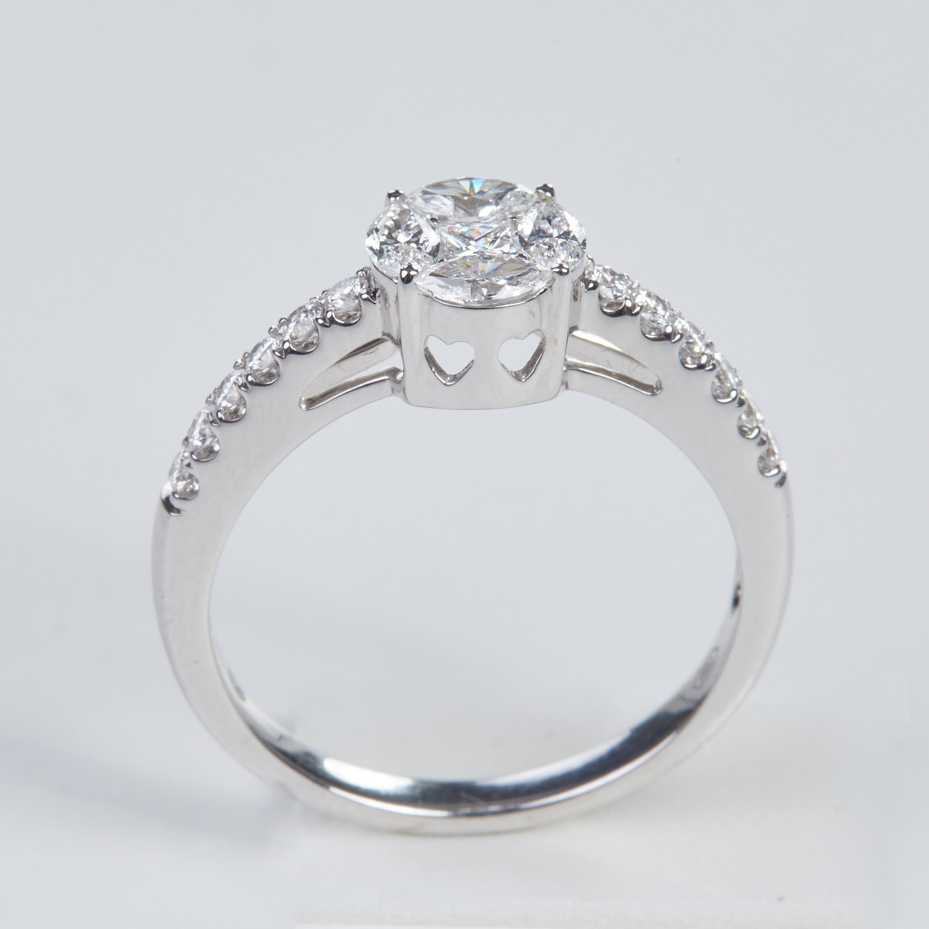 Mixed Cut 18 Karat White Gold Diamond Ring