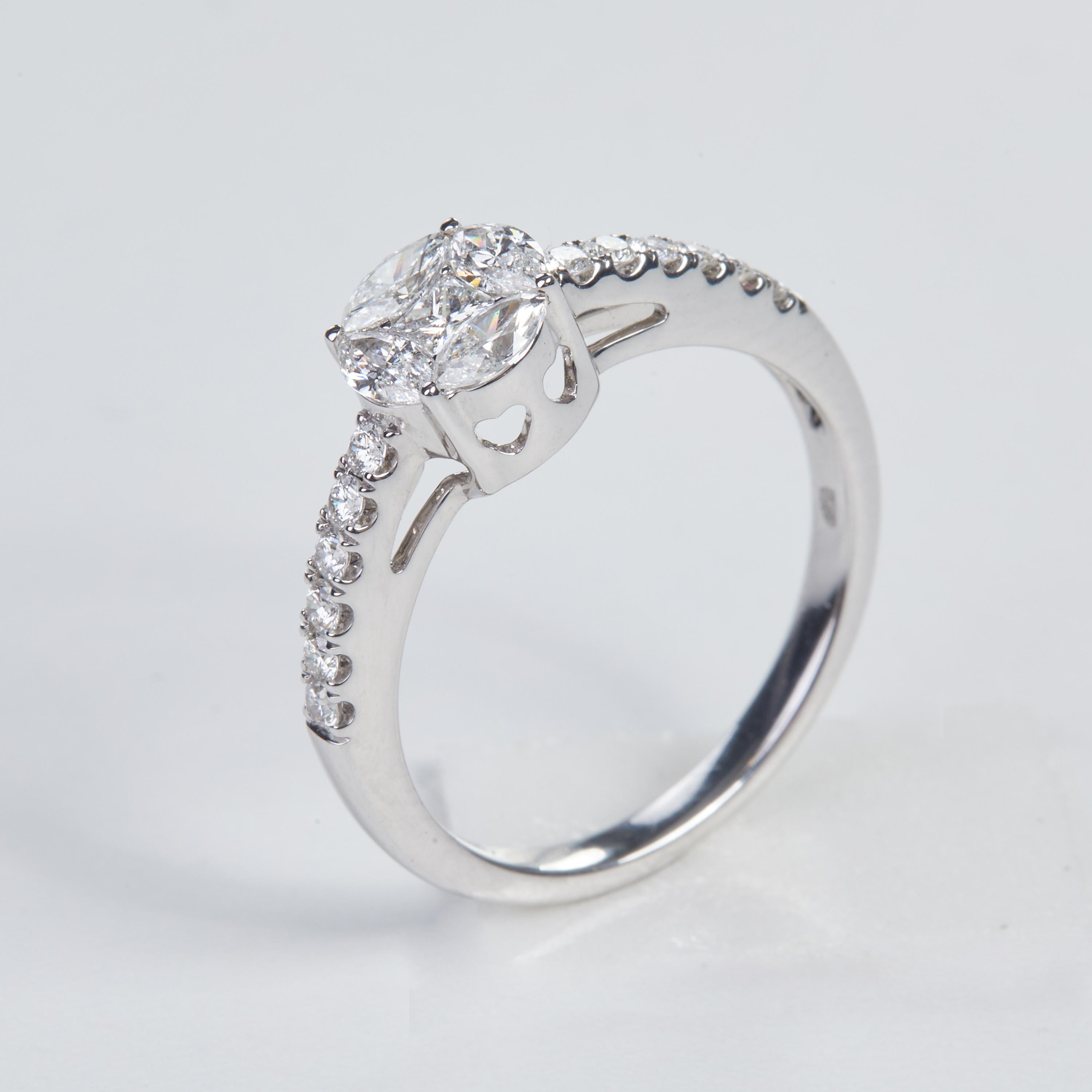 Women's or Men's 18 Karat White Gold Diamond Ring